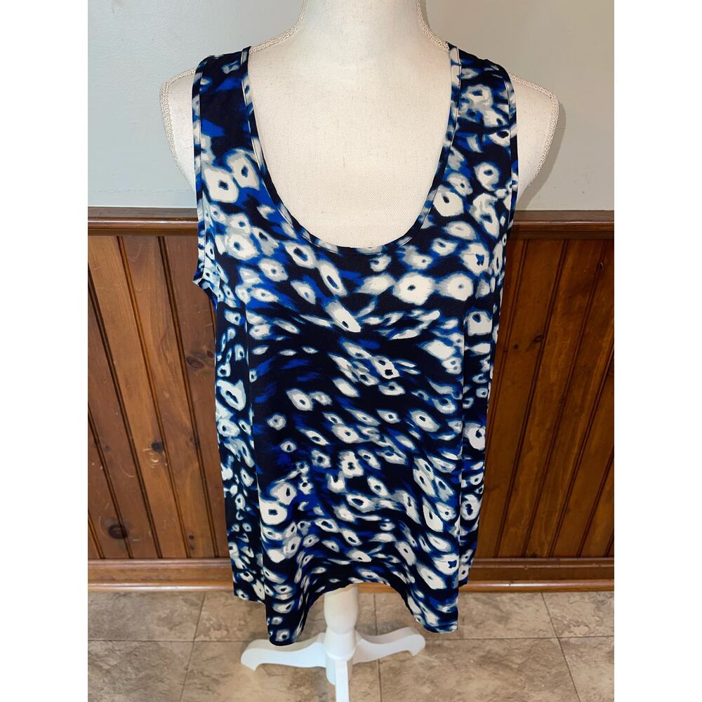 NWT Womens W118 by Walter Baker Blue White Black Abstract Print Tank Blouse S